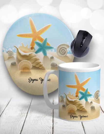 Deniz Kum Güneş Kupa Bardak ve Mouse Pad