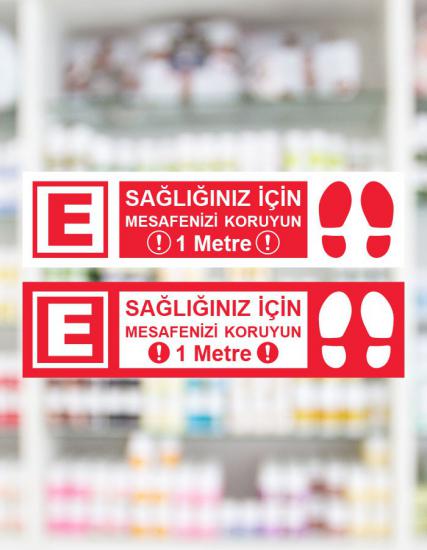 Eczane Zemin Sticker Mesafenizi Koruyun Laminasyonlu