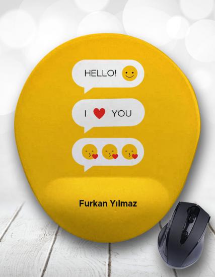 Emoji Baloncuk I Love You Kişiye Özel Mouse Pad