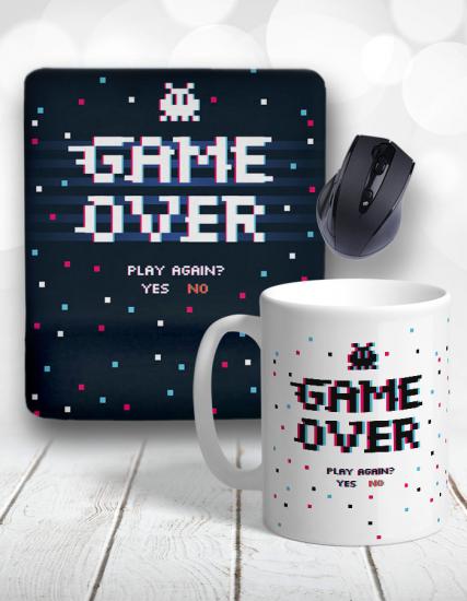 Game Over Bilek Destekli Mouse Pad ve Kupa Bardak