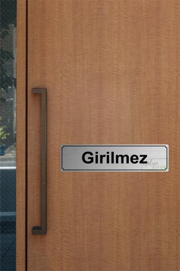 Girilmez Yönlendirme Levhası 20 cm x 5 cm Gümüş Fırçalı Metal