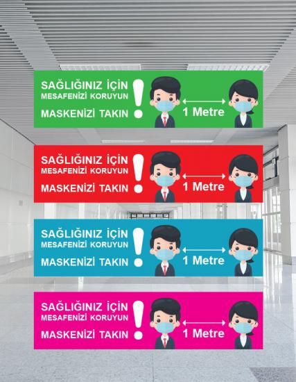 Güvenli Alan Zemin Etiketi Maskenizi Takın Laminasyonlu