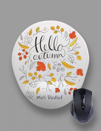 Kişiye Özel Hello Autumn (Sonbahar) Bilek Destekli Mouse Pad
