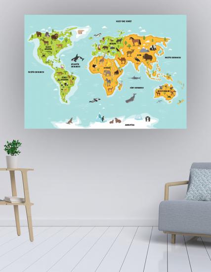 Hayvanlı Dünya Haritası Duvar Sticker