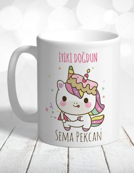 İyiki Doğdun Unicorn Temalı Kişiye Özel Kupa Bardak