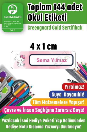 Okul Etiketi Kalem Etiketi İsme Özel Şirin Kedi