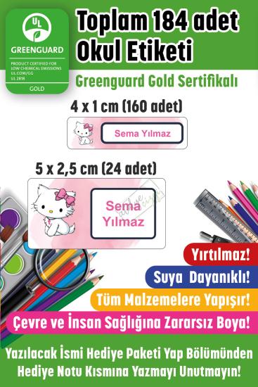 Okul Etiketi Kalem Defter Etiketi İsme Özel Şirin Kedi