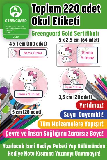 Okul Etiketi Kalem Defter Etiketi İsme Özel Şirin Kedi