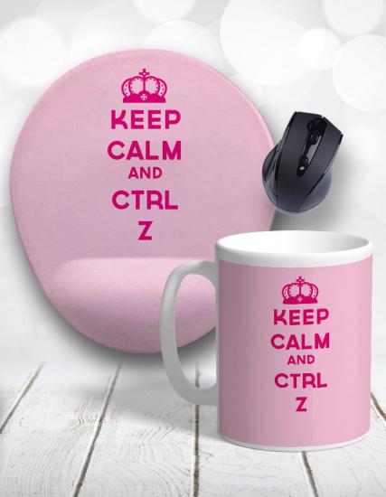 Keep Calm and Ctrl Z Bilek Destekli Mouse Pad ve Kupa Bardak