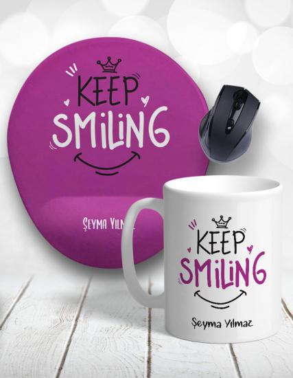 Keep Smiling Gülümse Kupa Bardak ve Mouse Pad