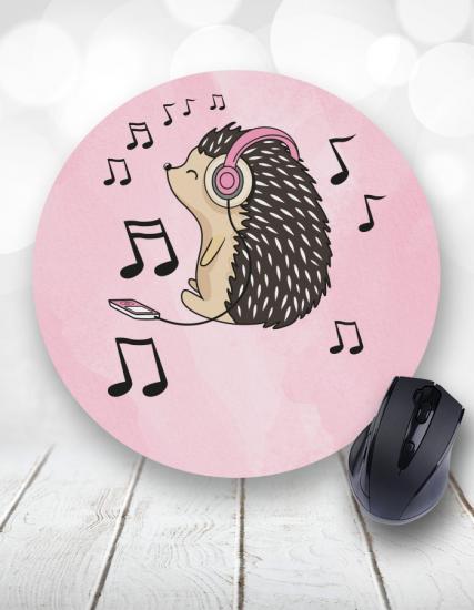 Kirpi Hedgehog Music Yuvarlak Mouse Pad