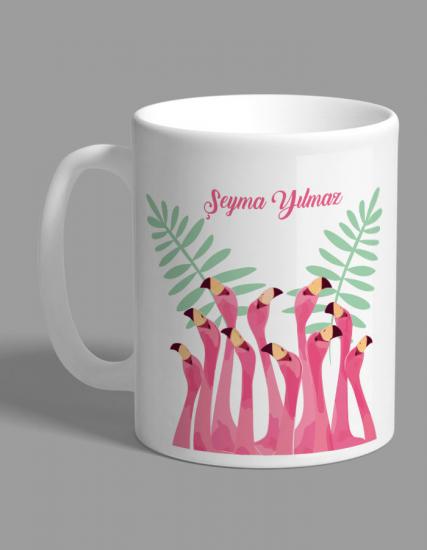 Kişiye Özel Pink Flamingos Kupa Bardak