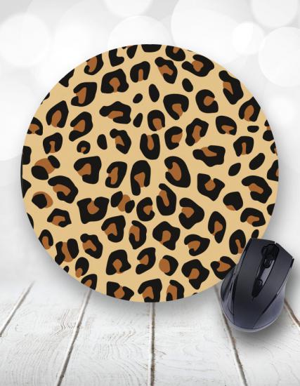 Leopar Desen Yuvarlak Mouse Pad