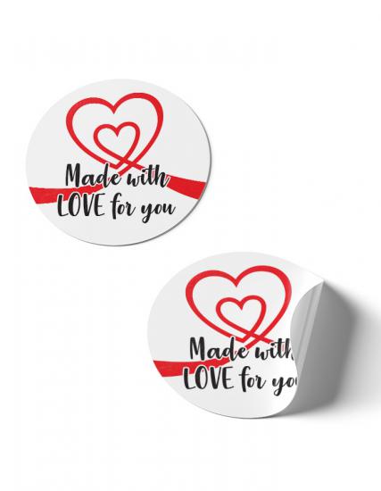 Made wit LOVE for you 60 adet 5x5cm Yuvarlak Sticker