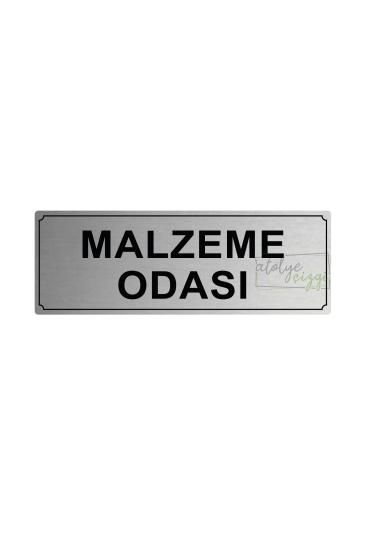 Malzeme Odası Yönlendirme Levhası 20 cm x 7 cm Gümüş Fırçalı Metal