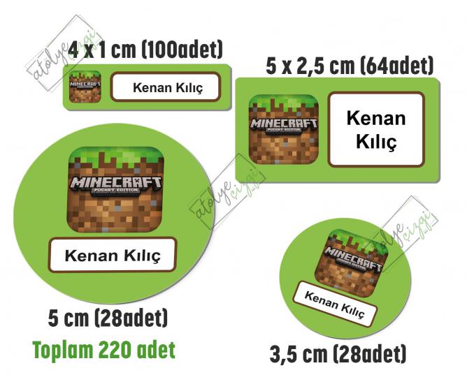 Okul Etiketi Minecraft Kalem Defter Etiketi İsme Özel