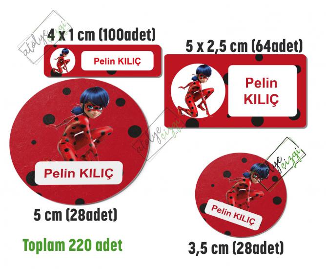 Uğur Böceği Okul Etiketi, Kalem Defter Etiketi İsme Özel