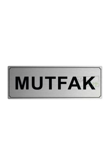 Mutfak Yönlendirme Levhası 20 cm x 7 cm Gümüş Fırçalı Metal