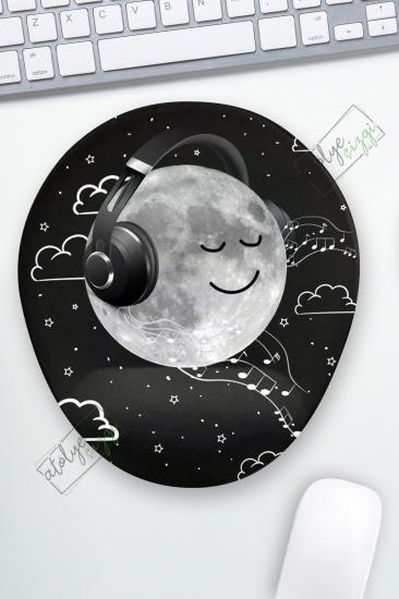 Müzik Dinleyen Ay Bilek Destekli Mouse Pad