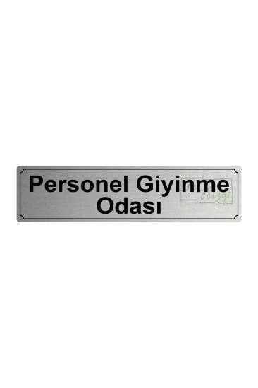 Personel Giyinme Odası Yönlendirme Levhası 20 cm x 5 cm Gümüş Fırçalı Metal