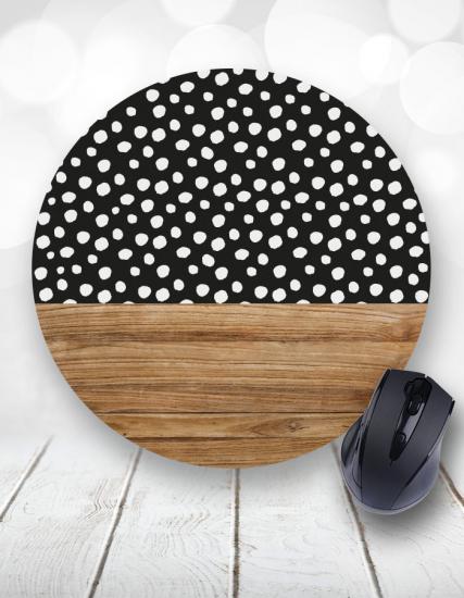 Polka Dots Kumaş Desen Yuvarlak Mouse Pad