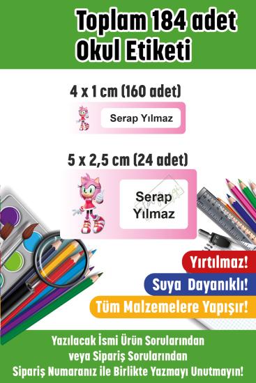 Okul Etiketi Kalem Defter Etiketi İsme Özel Rose