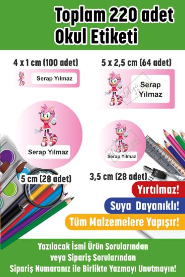 Okul Etiketi Kalem Defter Etiketi İsme Özel Rose