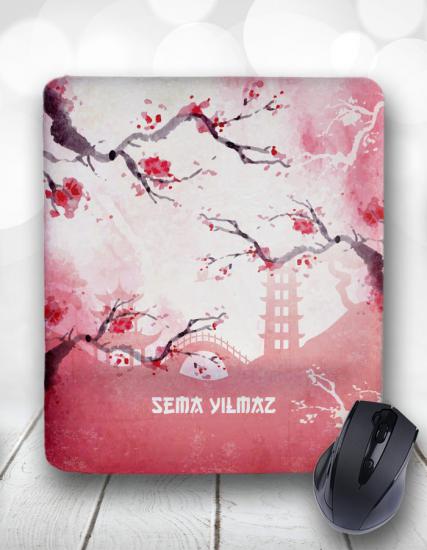 Sakura Japon Çiçeği Suluboya Kişiye Özel Mouse Pad