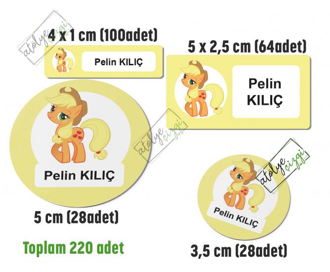 Sarı Pony Okul Etiketi, Kalem Defter Etiketi İsme Özel