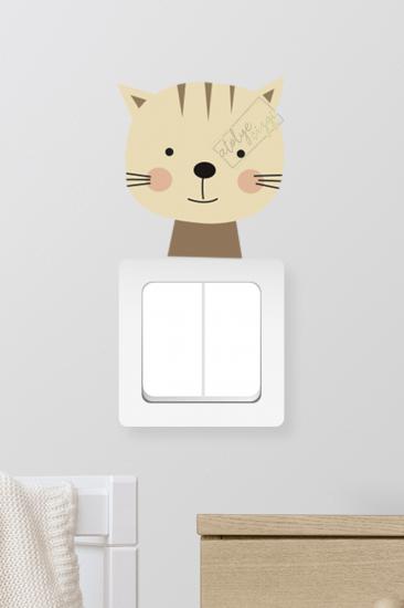 Sevimli Hayvanlar Priz Üstü Çocuk Odası Sticker Kedi