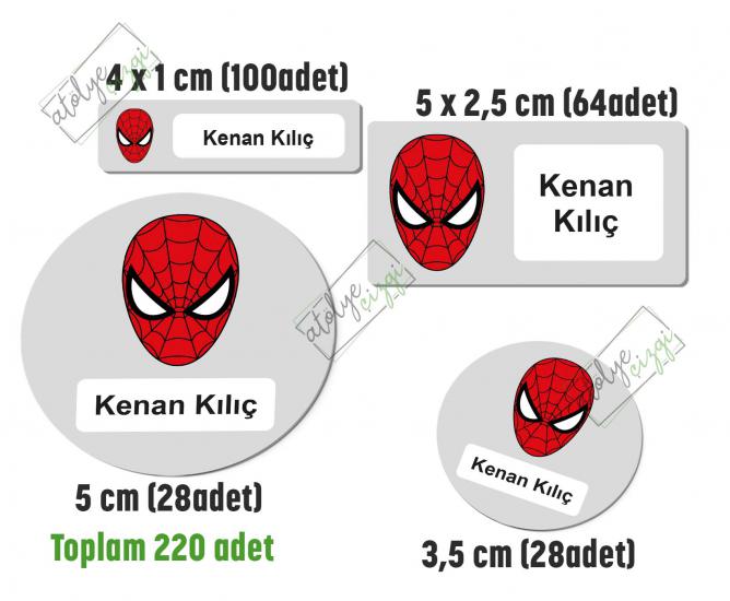 Spidey Okul Etiketi, Kalem Defter Etiketi İsme Özel