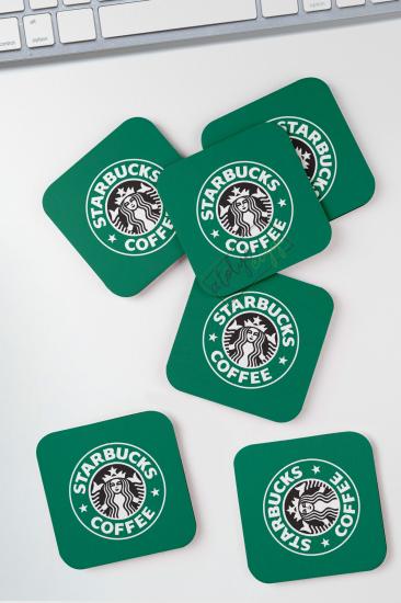 Starbucks Temalı 6lı MDF Bardak Altlığı