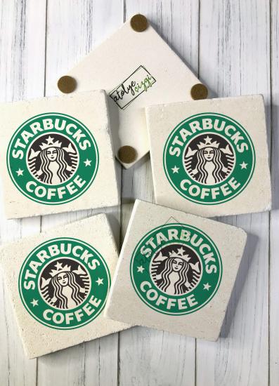 Starbucks Temalı Taş Bardak Altlığı 4 lü Set