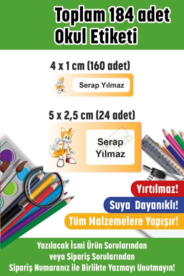 Okul Etiketi Kalem Defter Etiketi İsme Özel Tails