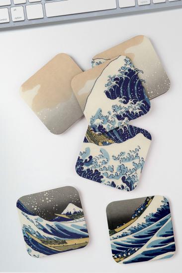 The Great Wave off Kanagawa 6lı MDF Bardak Altlığı