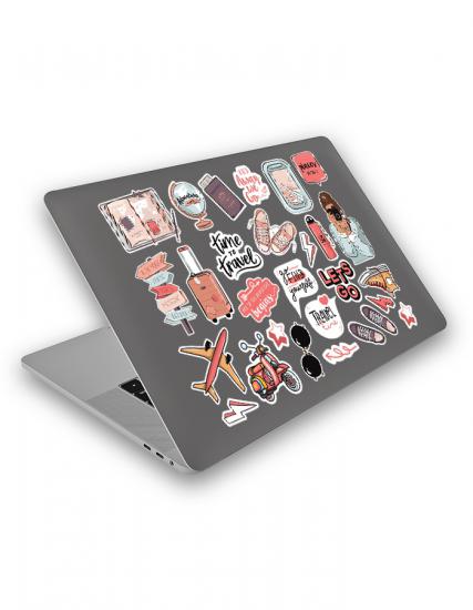 Travel Time Pink Laptop Tablet Sticker
