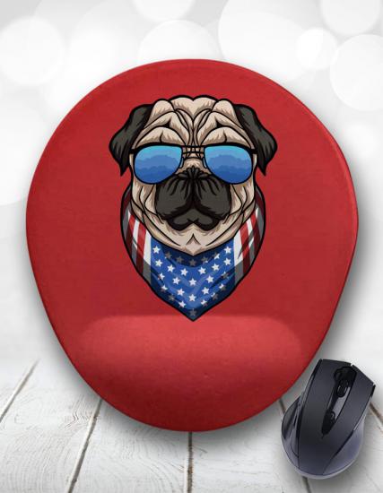 Amerikalı Pug Köpek Bilek Destekli Mouse Pad