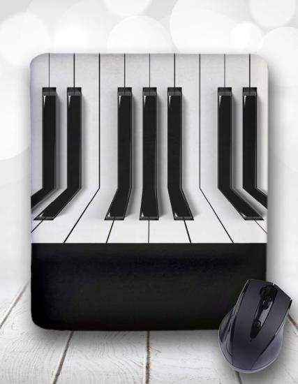 Black White Piyano Bilek Destekli Mouse Pad