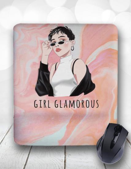 Glamorous Girl Marble Dikdörtgen Bilek Destekli Mouse Pad