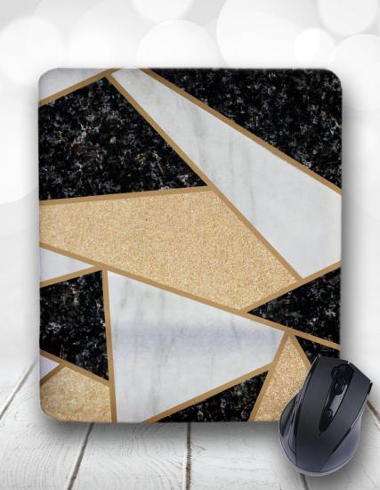 Gold Marble Tiles Dikdörtgen Bilek Destekli Mouse Pad