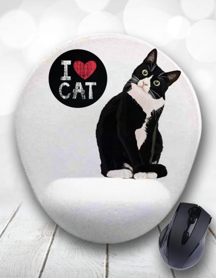 I Love Cat Kedi Bilek Destekli Mouse Pad
