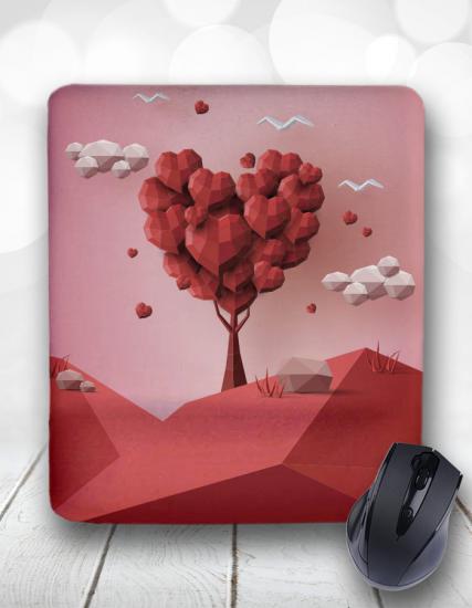 Kalpli Sevgi Ağacı Dikdörtgen Bilek Destekli Mouse Pad