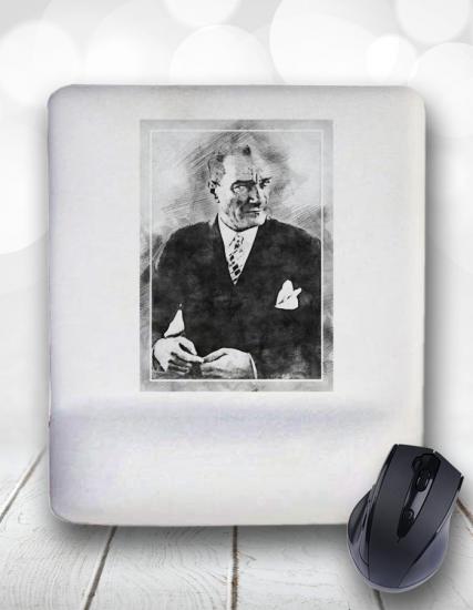 Kara Kalem Efektli Atatürk Bilek Destekli Mouse Pad