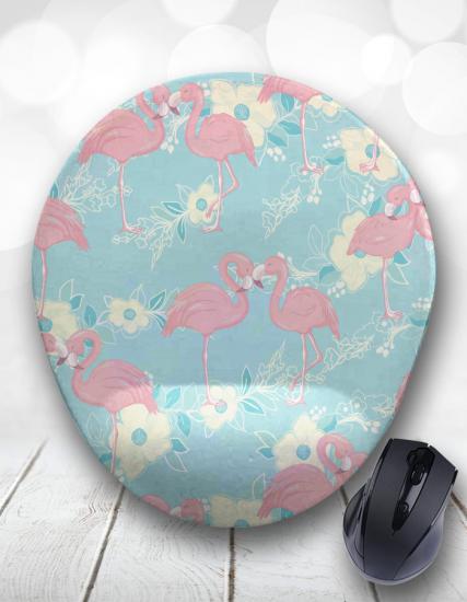 Pastel Aşk Kuşları Flamingo Bilek Destekli Mouse Pad