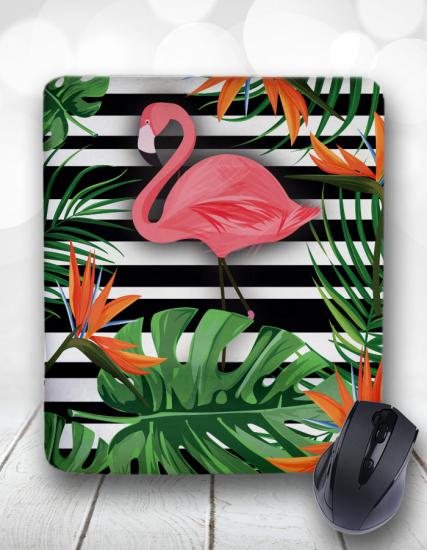 Retro Flamingo Jungle Dikdörtgen Bilek Destekli Mouse Pad