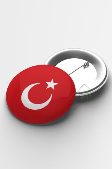 Türk Bayrağı İğneli Buton Rozet 58mm
