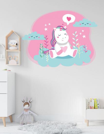Uyuyan Güzel Unicorn Çocuk Odası Sticker
