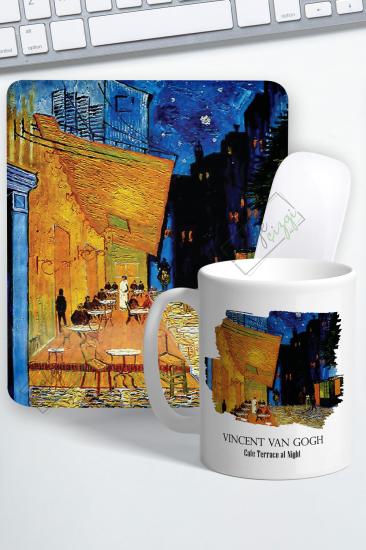 Van Gogh Cafe Terrace at Night Bilek Destekli Mouse Pad ve Kupa Bardak