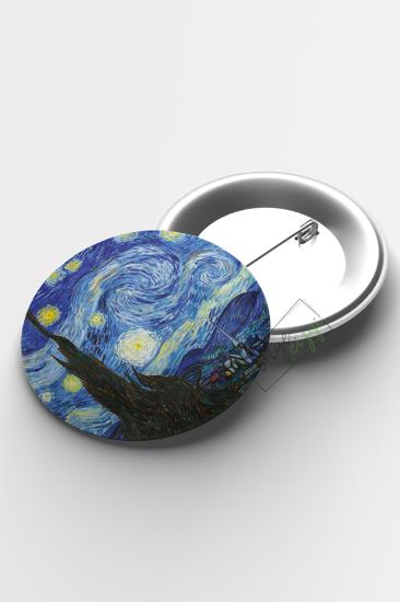 Vincent Van Gogh Starry Night İğneli Buton Rozet 58mm