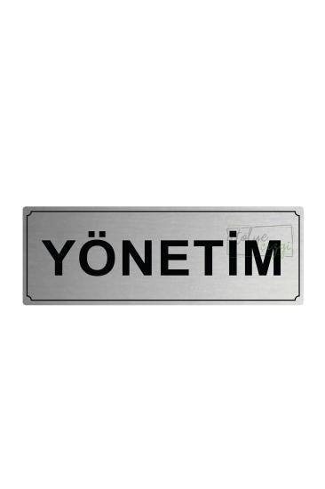 Yönetim Yönlendirme Levhası 20 cm x 7 cm Gümüş Fırçalı Metal